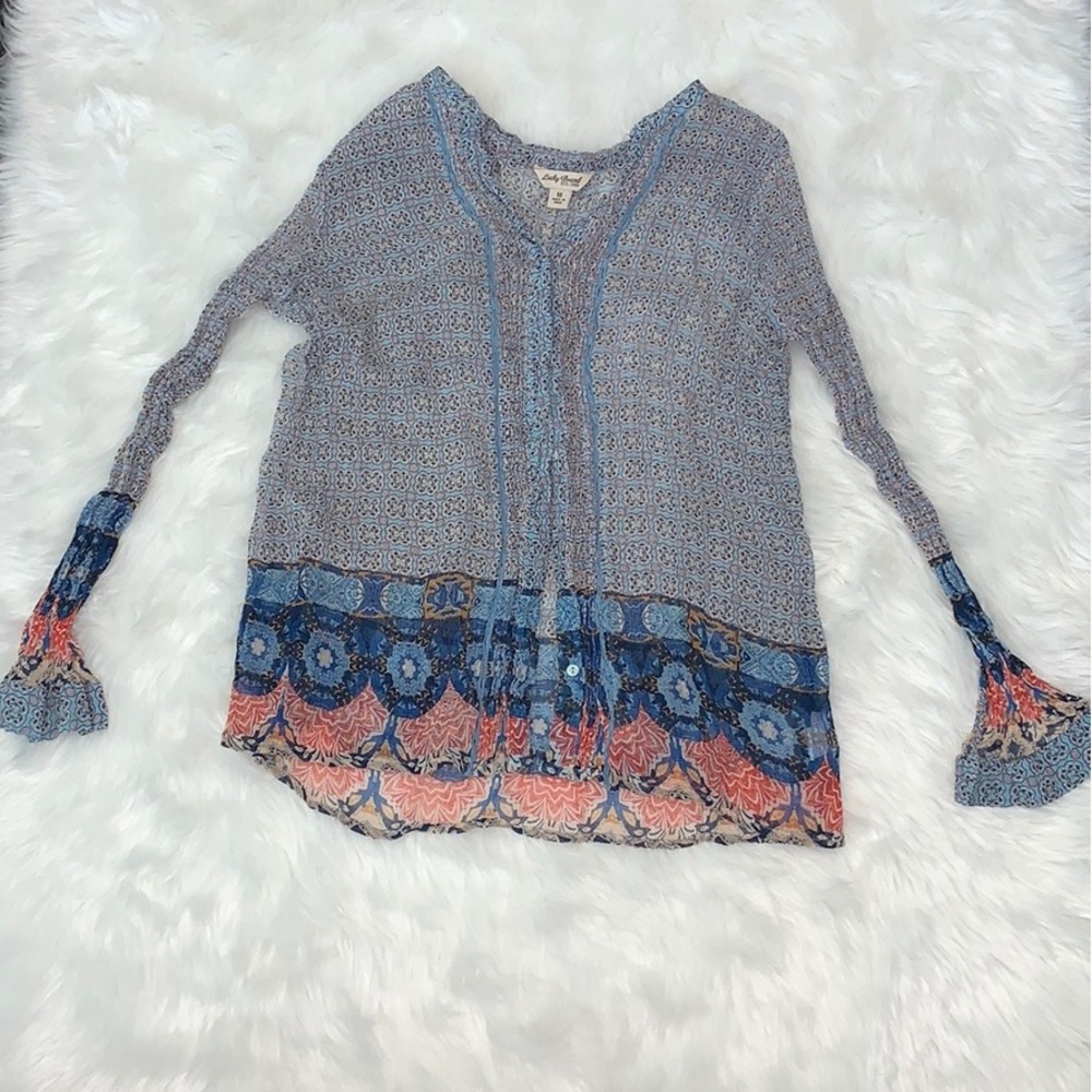 LUCKY BRAND WOMENS SHEER BUTTON UP SHIRT MEDIUM